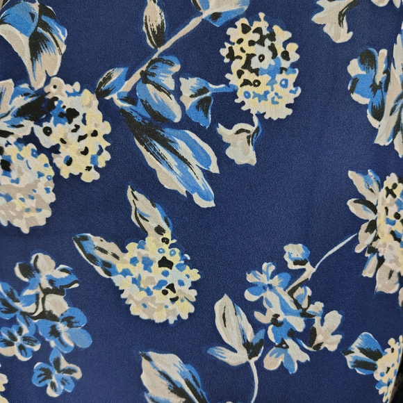 Vintage 80s Lisa II Women's Blue Floral Blouson Midi Dress size 12 Cottagecore - Picture 8 of 9